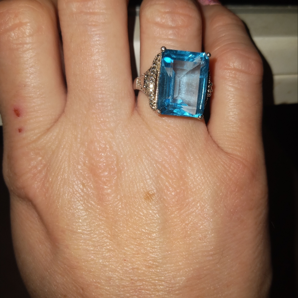Blue Topaz Ring Huge!